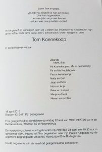 Rouwkaart Tom Koenekoop - kopie